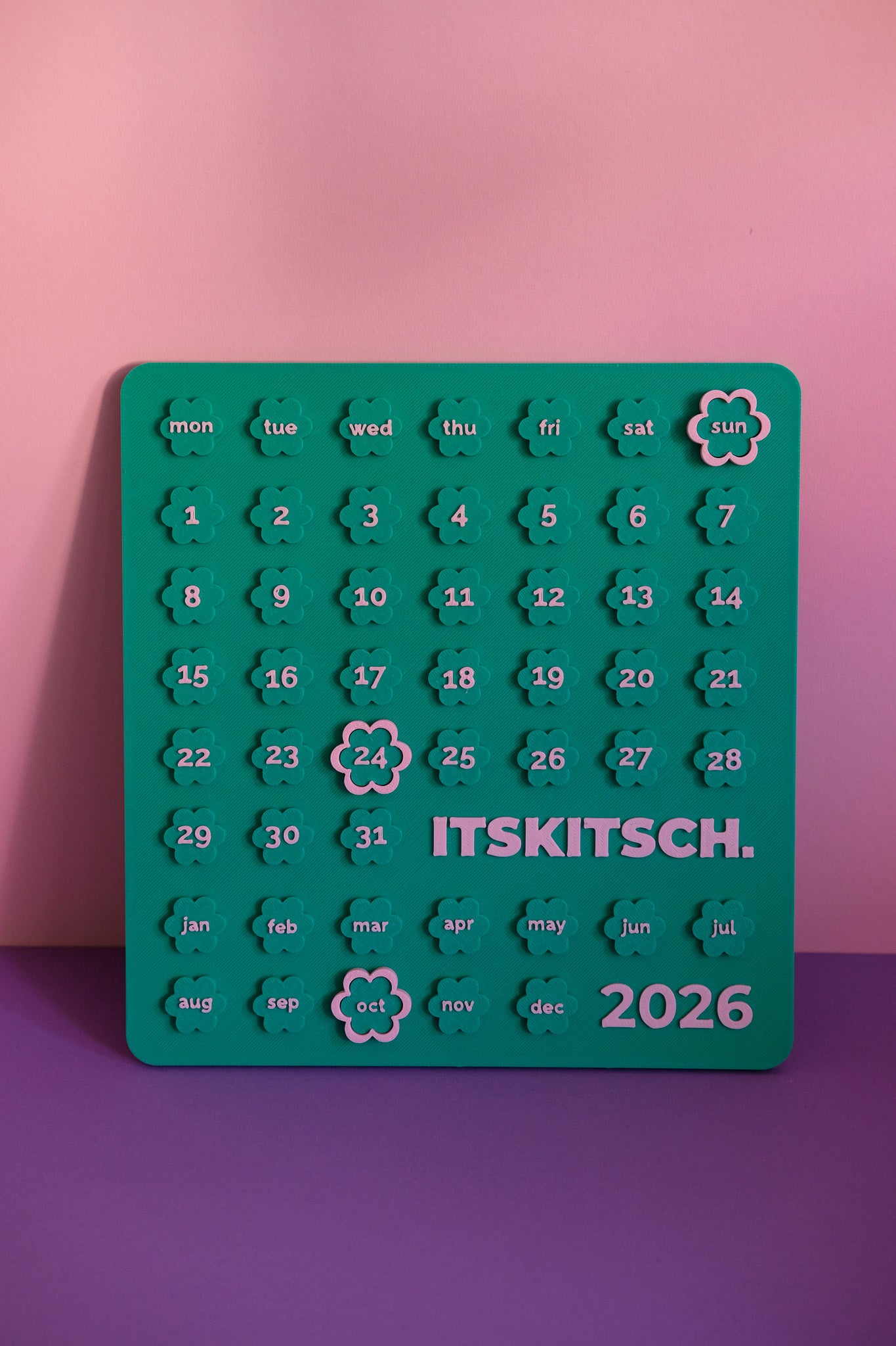 2026 Kalender (Green - Pink)